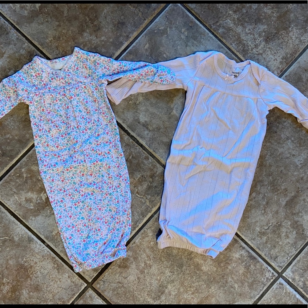 Set of 2 Newborn Baby Girls Night Gowns